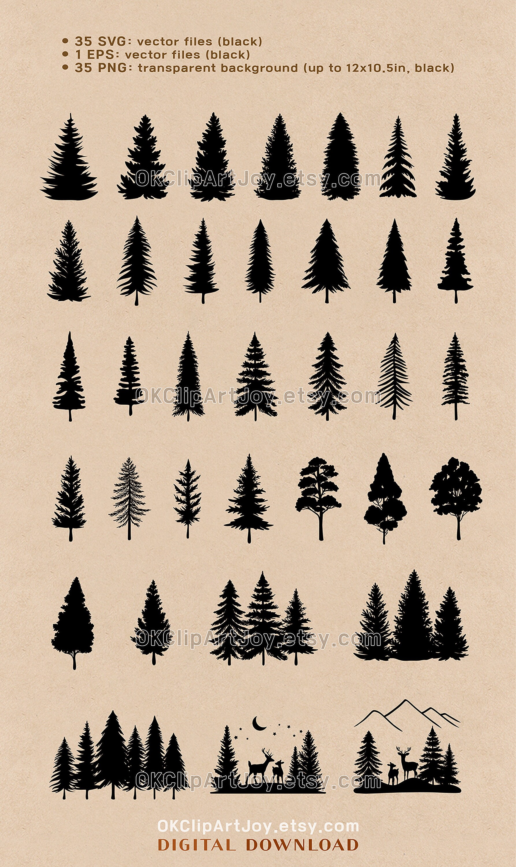 Tree Silhouette Svg, Tree Line Svg, Tree Svg, Treeline Svg, Pine Tree ...