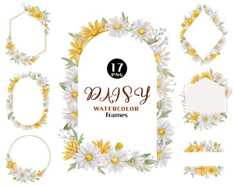 Daisy Clip Art, Watercolor Daisy, Wild Flower Clipart, White Daisy PNG, Watercolor Spring, Pure Bridal Flower, Baby Breath Clipart, Boho