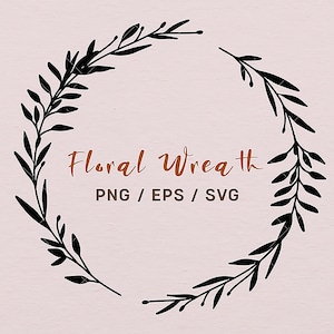 Guirlanda de folhas Svg, vetor de borda circular, guirlanda boho Svg, download digital, moldura de casamento Svg, arquivos Svg, pacote de arte de linha Svg, planta