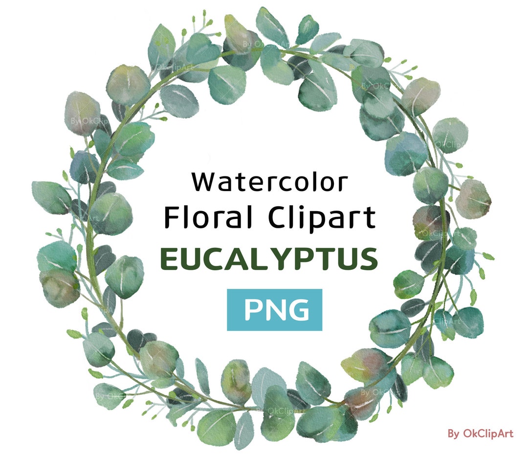 Greenery Design, Wreath Design, Wedding Logo, Watercolor Eucalyptus ...