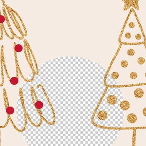 Christmas Tree, Holiday Clipart, Gold Tree png, Kids Clip Art, Merry Christmas, Boho Clip Art, Merry Xmas, Christmas Clipart Winter Card DIY image 3