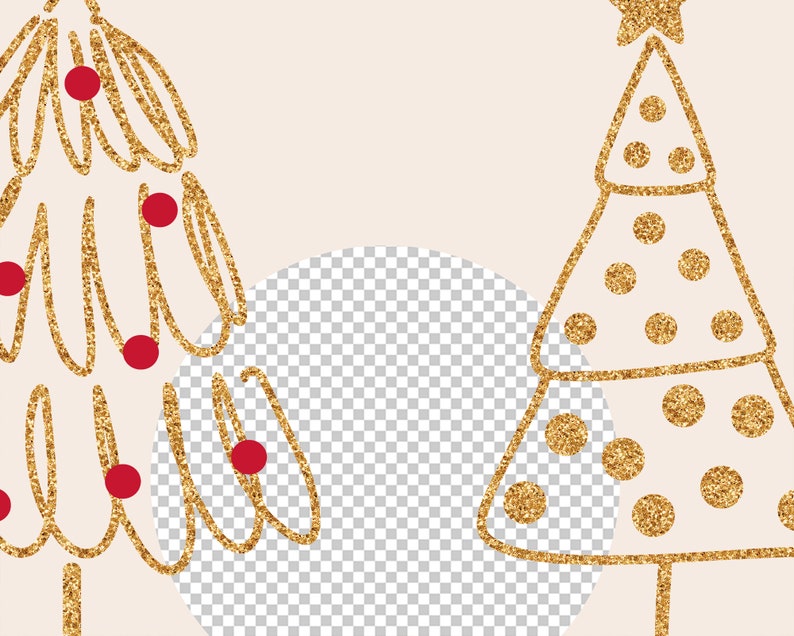 Christmas Tree, Holiday Clipart, Gold Tree png, Kids Clip Art, Merry Christmas, Boho Clip Art, Merry Xmas, Christmas Clipart Winter Card DIY image 3