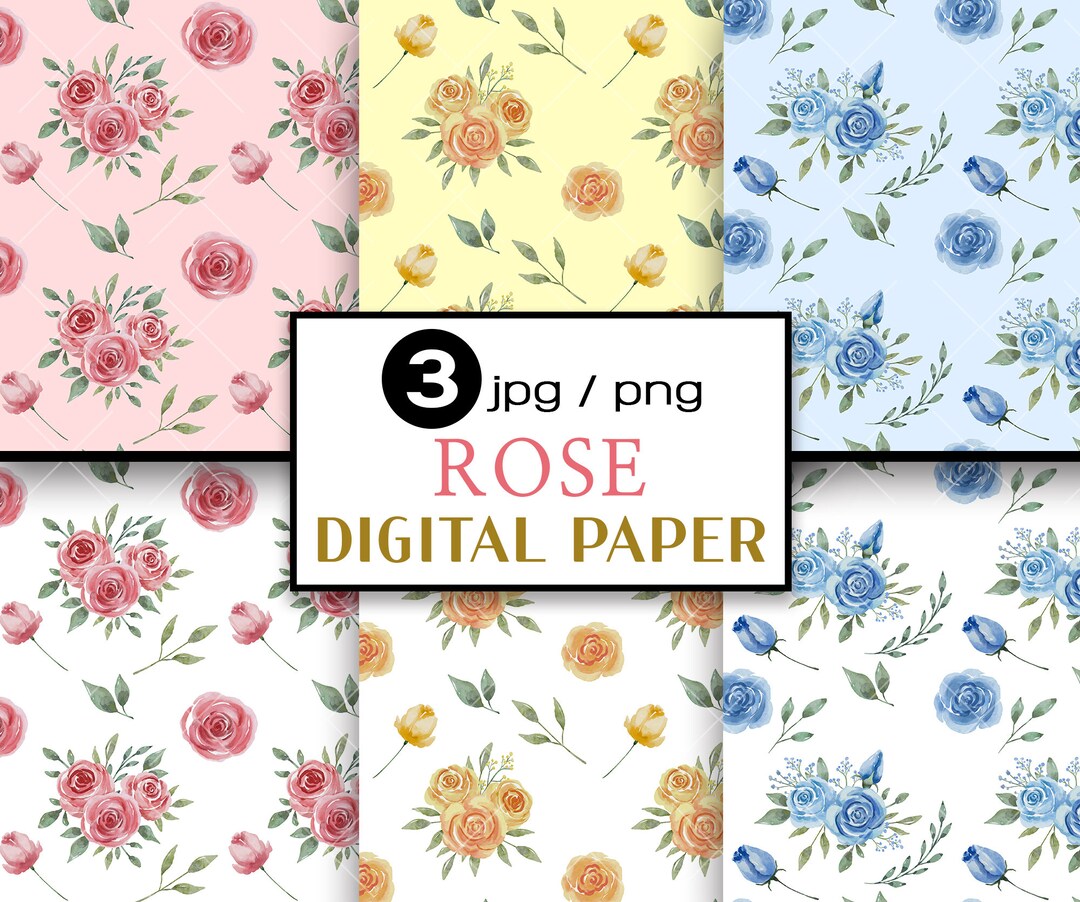 Rose Digital Paper, Floral Background, Floral Pattern, Seamless Pattern ...