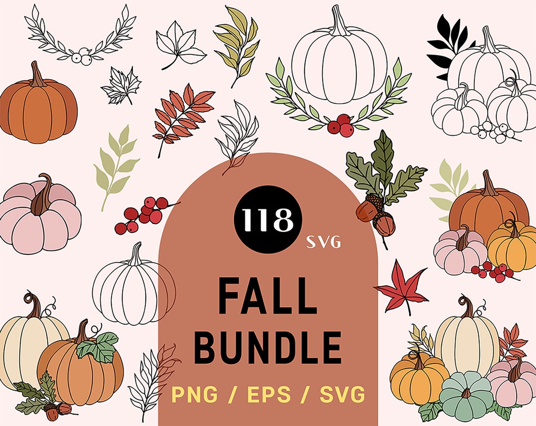 Fall Leaves SVG, Line Art, Autumn SVG Bundle, Maple Leaf, Oak Leaf ...