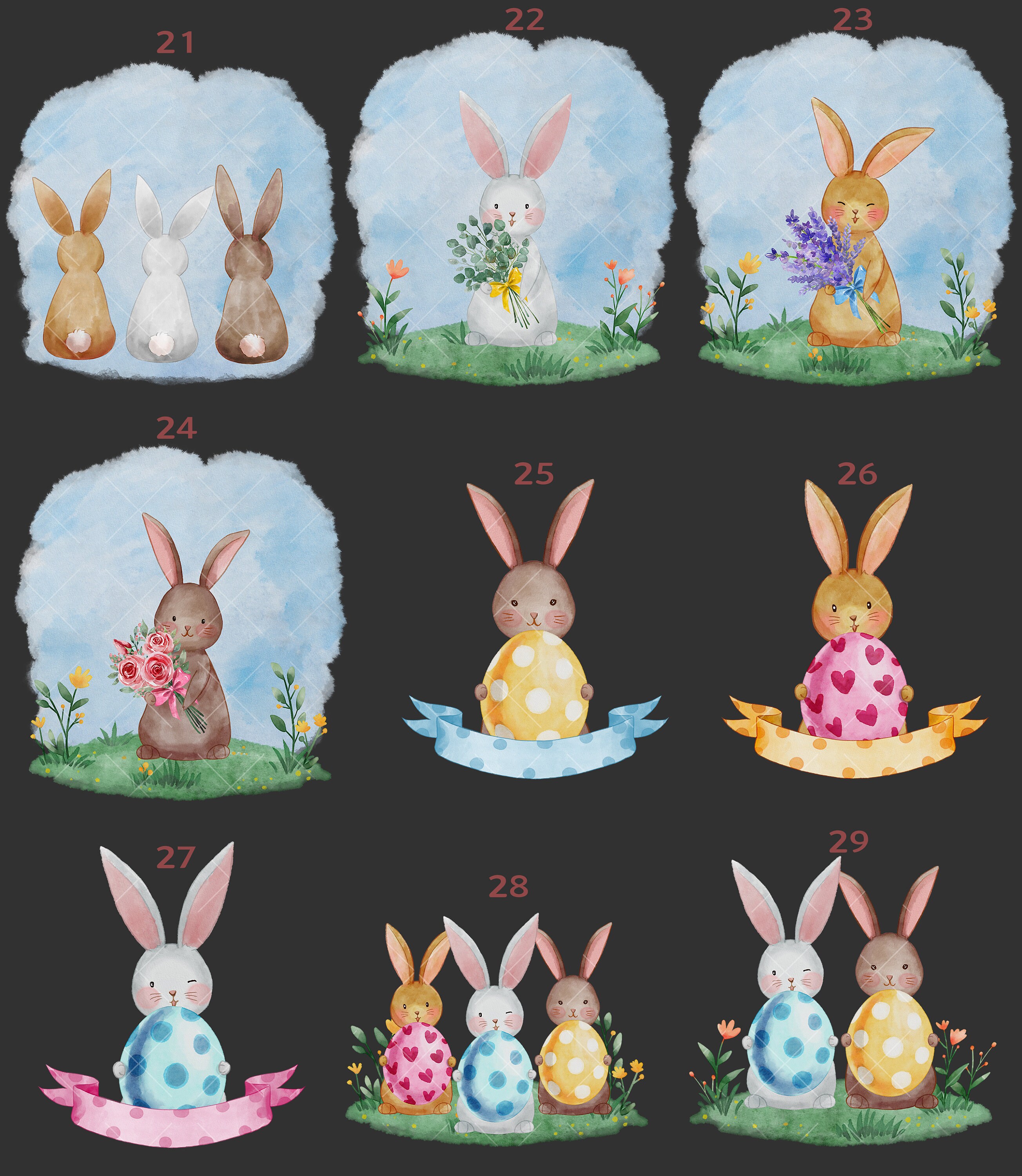 Watercolor Bunny Clipart Watercolor Rabbit Easter Clip Art - Etsy