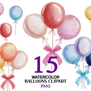 Digitale Aquarell Clipart, Aquarell Ballons, Ballons Clipart, Baby Shower Ballons, Ballons png, Pastell Ballons Bundle, Party Clipart