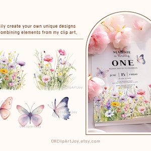 Watercolor Floral Clipart, Wildflowers floral clipart, Floral border PNG, Spring Flowers png, Summer fall flowers Digital clipart invitation