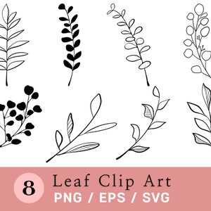 Botanical Svg, Desenho de Linha SVG, Line Art Svg, Clip Art Botânico, Planta Svg, Logotipo de Folha, Logotipo Boho, Pacote SVG Botânico, Folha Preta Svg