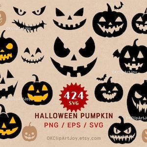 Halloween Pumpkin SVG Bundle, Pumpkin Face, PNG ,Cut File, Clipart, Shirt ,Silhouette, Instant download, Silhouette, Commercial use, ghost