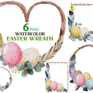 Aquarell Osterrahmen, Eierrahmen Clipart, Frühling Floral, Boho Rahmen, Ostereier, Rosa Ei, Osterrand, Eukalyptus, Weihnachtskranz
