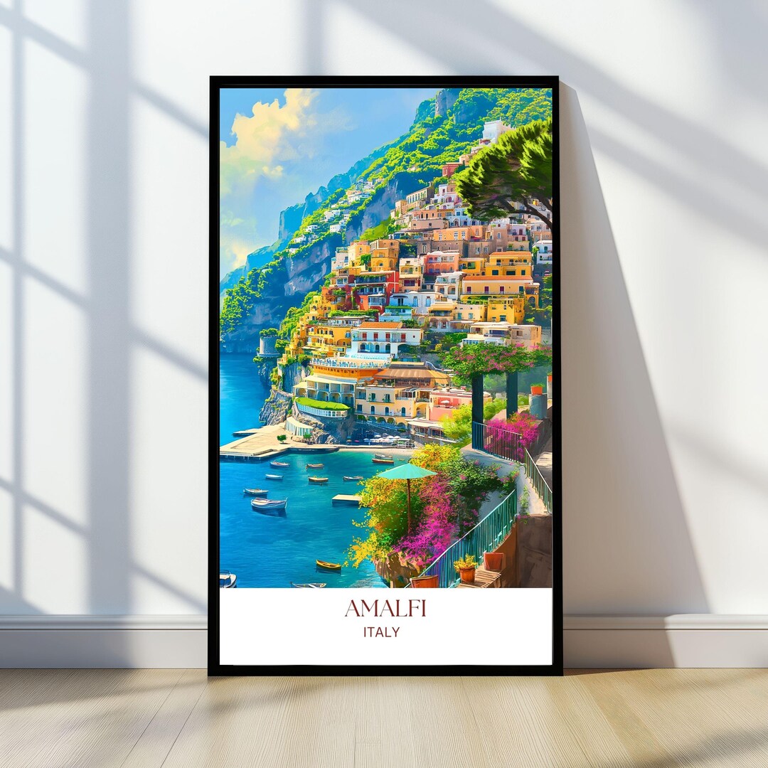 Amalfi Coast Italy Wall Art Printable, Mediterranean Coastal Travel ...