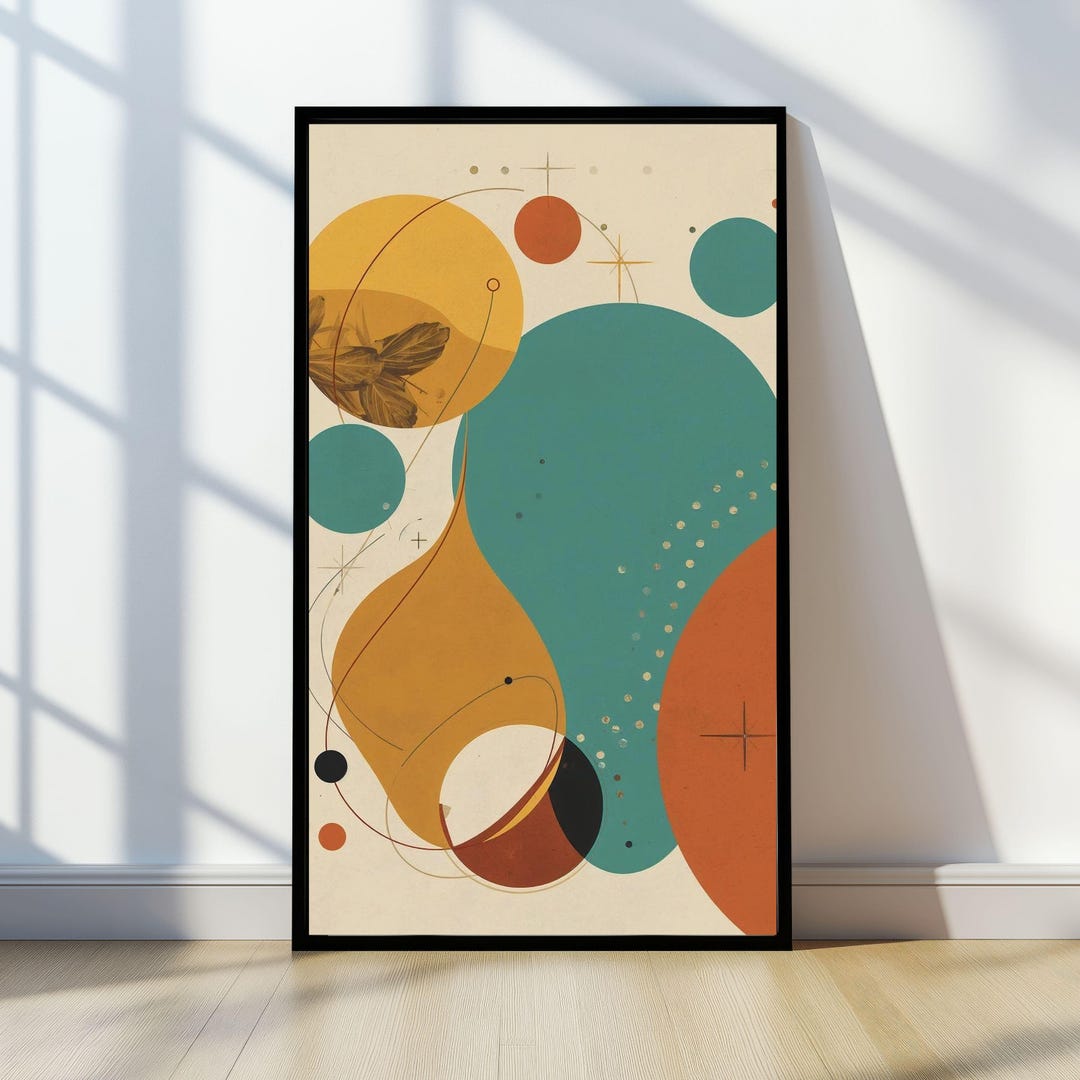 Mid Century Modern Abstract Wall Art, Retro Geometric Print, Minimalist ...