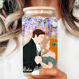 Christmas Polin Glass Can, Penelope and Colin Soda Can For Bridgerton Fans, Bridgerton Themed Gift Glass Cup, Lady Whistledown Glass Tumbler