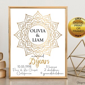 Silver Wedding Anniversary Gift Art Print 8x10, 25th Anniversary Wall Decor, Personalized 25 years Anniversary Gift Idea For Parents