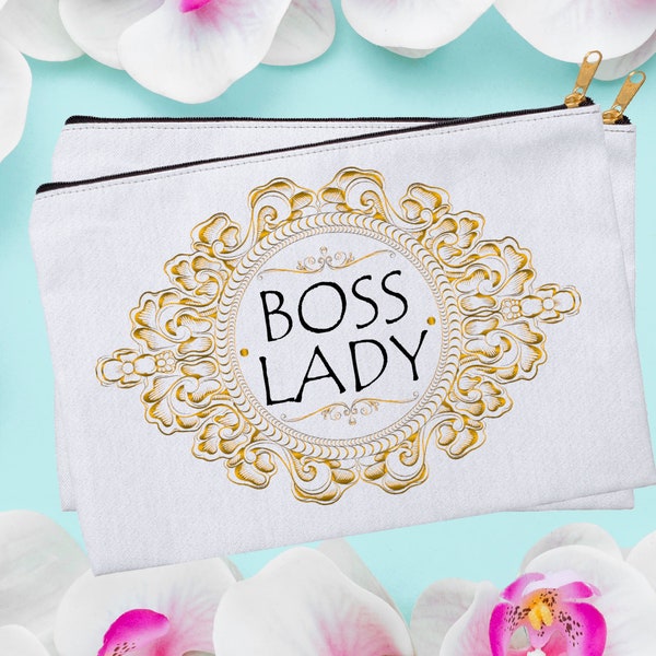 Luxury Golden Boss Lady Accessory Pouch, Luxury Makeup Bag For Boss Lady With Golden Frame, Golden Cosmetic Bag