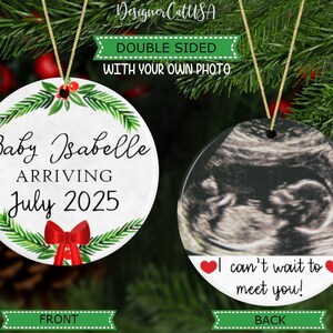 Personalized Baby Arriving Ornament With Sonogram, Expecting Gift Ornament For Mom With Ultrasound Photo, Baby Keepsake For Christmas