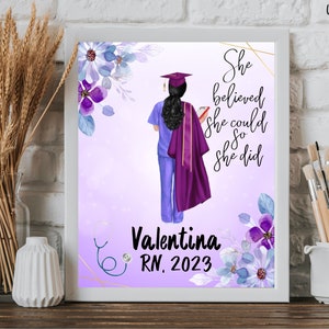 Personalized Nurse Graduation Art Print, Custom New Nurse Gift Wall Decor, Registered Nurse Gift, BSN Graduation, Printable Gift for Nurse