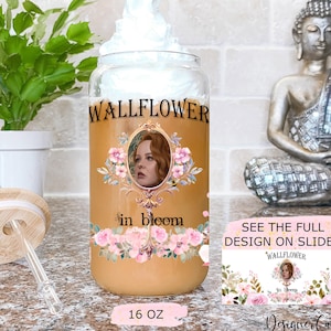 Wallflower Glass Can In Bloom, Penelope Soda Can, Floral Bridgerton Fan Iced Coffee Cup, Lady Whistledown Glass Tumbler, Bridgerton Gift Cup