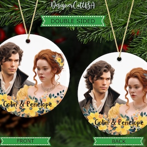 Colin and Penelope Ornament Bridgerton Themed, Bridgerton Gift Keepsake, Floral Season 3 Fan Gift Idea, Pen and Colin Gift in Polin Season