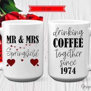 50th Anniversary Gift Mug, 11 or 15 oz, Personalized Golden Wedding Anniversary Coffee Mug For Parents
