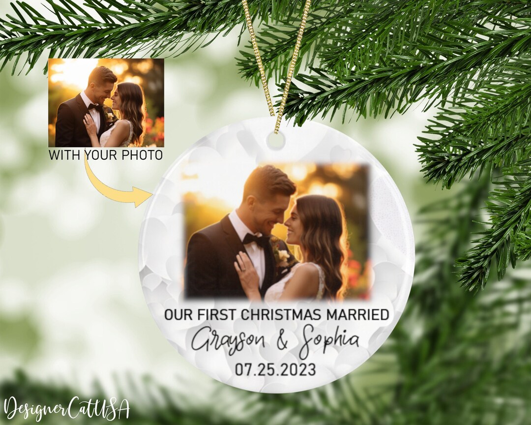 Personalized Married Ornament With Photo, Married Keepsake for Couple ...