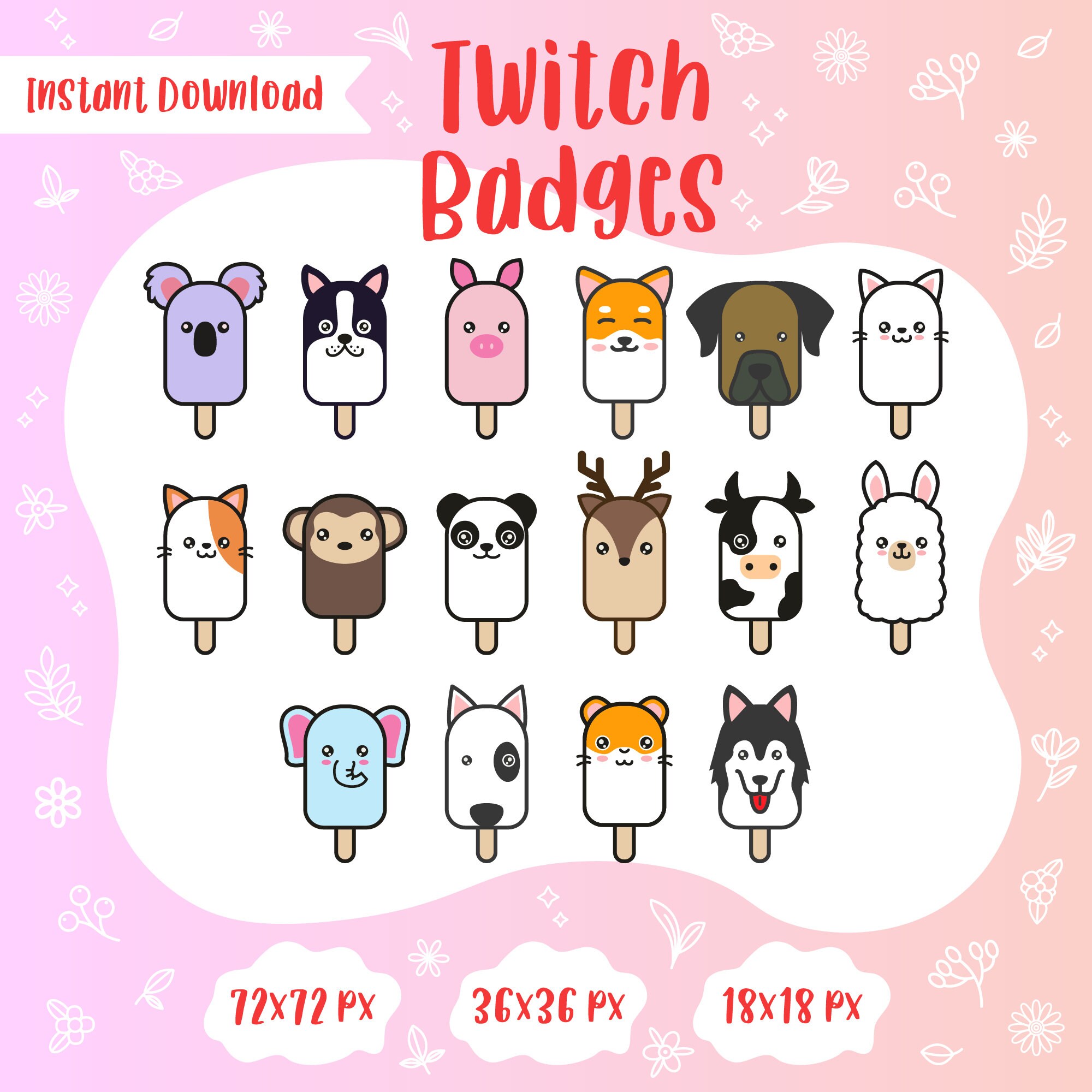 Twitch emblems Popsicle badges twitch Sub Cheer Bit Stream sub badges ice cream badges Twitch bit badge