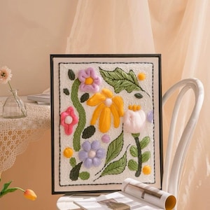 Blumen Stanznadeln Start Kit/ Anfänger Punch Needle DIY Kit mit Punch Needle/Punch Needle Kit mit Garn/Alle Materialien enthalten/ DIY Craft