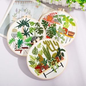 DIY Craft, Beginner Embroidery, flowers pattern,Hoop Art Hand Embroidery Art, Modern Embroidery DIY Kit,Embroidery Pattern AU Free Shipping