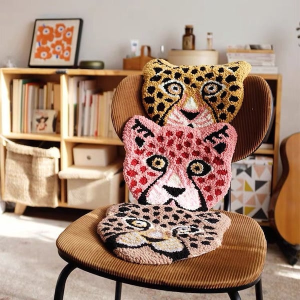 Kit de inicio de agujas de punzón Tiger / Kit de agujas de punzón para principiantes con aguja de punzón / Kit de agujas de punzón de madera con hilo / Todos los materiales incluidos Regalo para ella