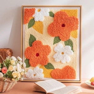 Blumen Stanznadeln Start Kit/Anfänger Stanznadel DIY Kit mit verstellbarer Stanznadel/Punch Needle Kit mit Garn/Alle Materialien sind enthalten