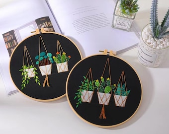 Embroidery Kit For Beginner | Modern Embroidery Kit with Pattern | Flowers Embroidery Full Kit with Needlepoint Hoop| DIY Craft Kit