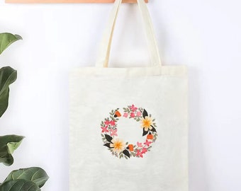 DIY Eco Bag| Embroidery Kit Reusable Bag For Beginner | Beginner Embroidery Kit, cross stitch|  Embroidery Full Kit with Needlepoint Hoop|