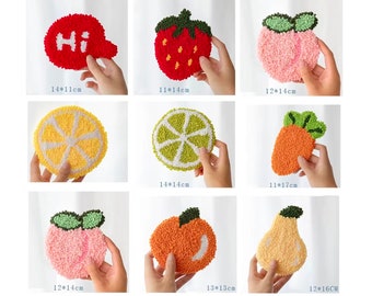 Fruits Punch Needle Coaster Full Kit for Starter DIY Punch Coaster Making Kit,Handmade Coaster Kit,DIY Crafts gift, Punch Needle Kits, DIY