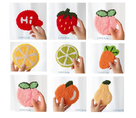 Fruits Punch Needle Coaster Full Kit for Starter DIY Punch Coaster Making Kit,Handmade Coaster Kit,DIY Crafts gift, Punch Needle Kits, DIY