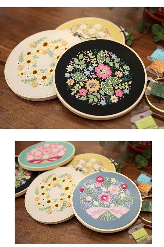 Beginner Embroidery Kits for Adults Flowers and Succulents 