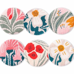 DIY Punch Needle Coaster Kit 6 Pcs / Tufting Coaster Kit/punch Needle ...