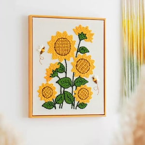 Blumen Punch Needles Starter Kit/Anfänger Punch Needle DIY Kit mit Punch Needle/Punch Needle Kit mit Garn/Alle Materialien sind enthalten