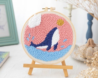 Beginner Punch Needle Kit/Wooden Punch Needle/Yarn Included/Punch Needle Kit with Pattern Starter Pack/Embroidery DIY Crafter’s Gift HER