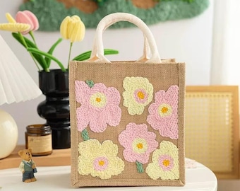 Punch Needles Bag Start Kit/ Beginner Punch Needle Kit with Wooden Punch Needle/ Punch Needle Kit with Yarn/All Materials Included