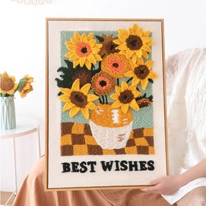 Van Gogh Sun Flower Punch Needles Start Kit/ Beginner Punch Needle DIY Kit with Punch Needle/Punch Needle Kit with Yarn/Materials/ Craft DIY