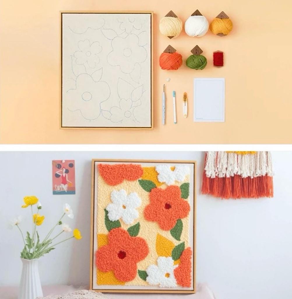 Flower Punch Needles Start Kit/ Beginner Punch Needle DIY Kit With