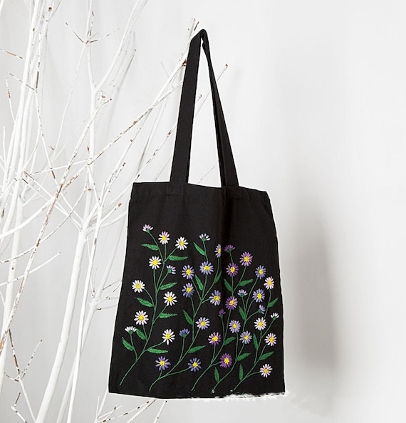 DIY Eco Bag| Embroidery Kit Reusable Bag For Beginner | Beginner Embroidery Kit, cross stitch|  Embroidery Full Kit with Needlepoint Hoop|