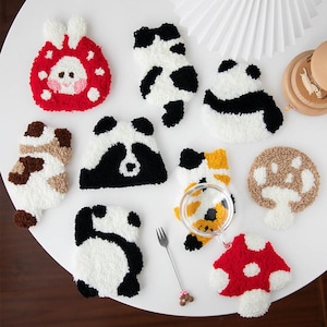 Cute Punch Needle Coaster Full Kit for Starter DIY Punch Coaster Making Kit,Handmade Coaster Kit,DIY Crafts gift, Punch Needle Kits for kids