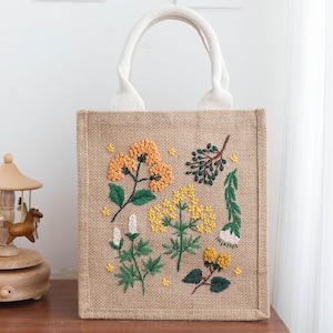 DIY-Sticktasche | Wiederverwendbare Öko-Tasche für Anfänger | Stickset für Anfänger, Kreuzstich | Komplettes Stickset mit Stickrahmen Pattern 2