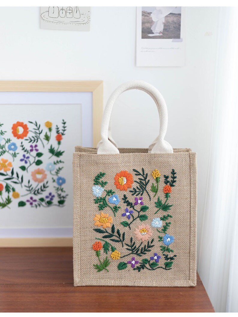 DIY-Sticktasche | Wiederverwendbare Öko-Tasche für Anfänger | Stickset für Anfänger, Kreuzstich | Komplettes Stickset mit Stickrahmen Bild 3