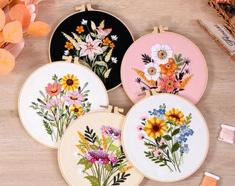 Kit de bordado para principiantes, muestrario de puntadas, kit de bordado para principiantes, kit de manualidades de bordado, suéter bordado de regalo, kit de bordado de regalo
