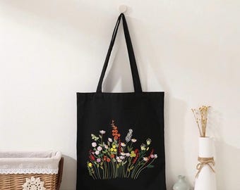 DIY Eco Bag| Embroidery Kit Reusable Bag For Beginner | Beginner Embroidery Kit, cross stitch|  Embroidery Full Kit with Needlepoint Hoop|