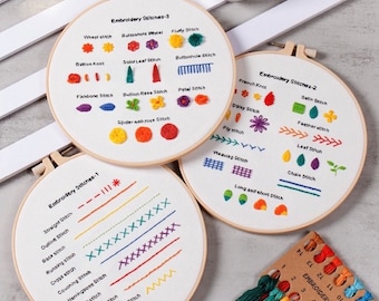 Beginner Embroidery Kit Set of 3, Beginner Embroidery kit, Modern embroidery kit cross stitch, Hand Embroidery Kit, Needlepoint, DIY Craft
