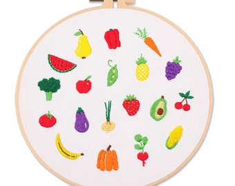 フルーツ刺繍初心者キット、モダンな刺繍キットクロスステッチ、大人/子供向けの刺繍スターターキット、誕生日プレゼント、手作りDIYキット