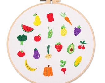 Fruit Embroidery Beginner kit, Modern embroidery kit cross stitch, Embroidery starter kit for adult/kids, Birthday gift, Handmade DIY Kit